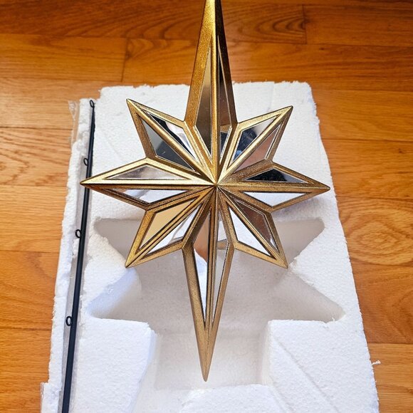 Mirrored Star Christmas Tree Topper Antique Gold Balsam Hill - Picture 8 of 11